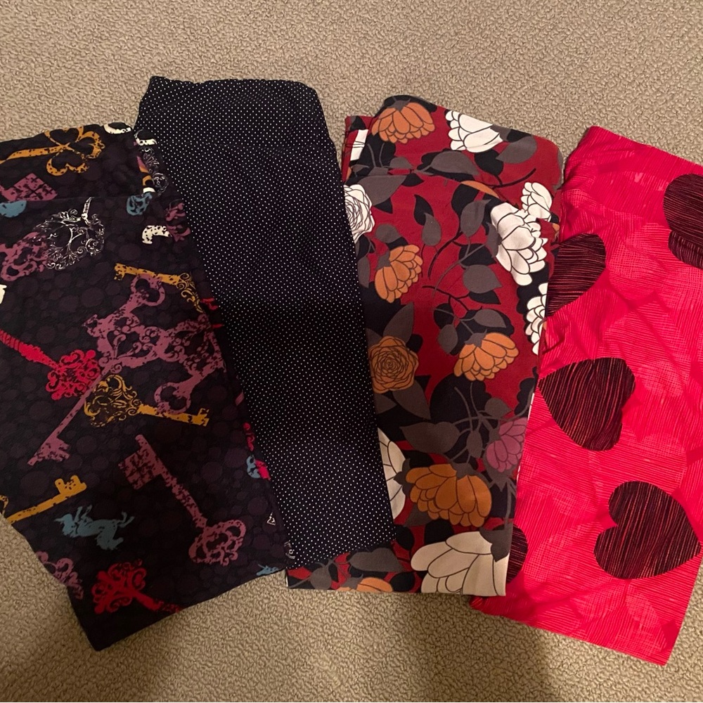 LuLaRoe Leggings Bundle in Black, Red, Pink, White, Orange, Gray